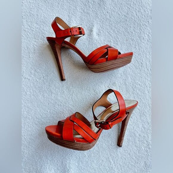 Coach Dani platform heels sandals‎ size 10 B Papaya / orange gold - Picture 10 of 12